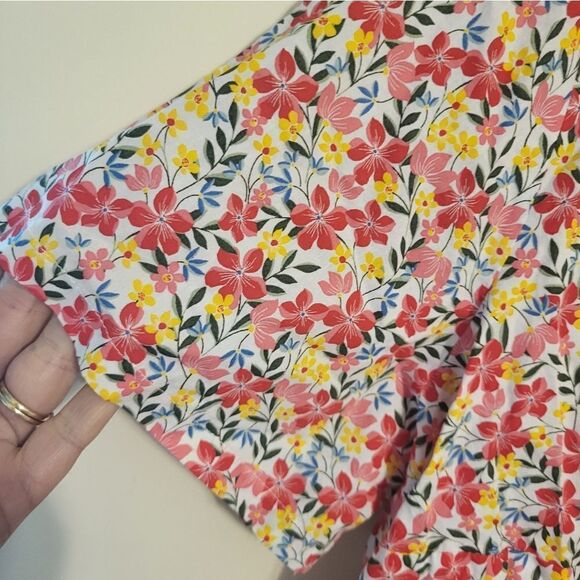 Woman Within Dainty Pink Yellow Floral Half Button Blouse, Plus Size 1X NEW - Picture 5 of 6